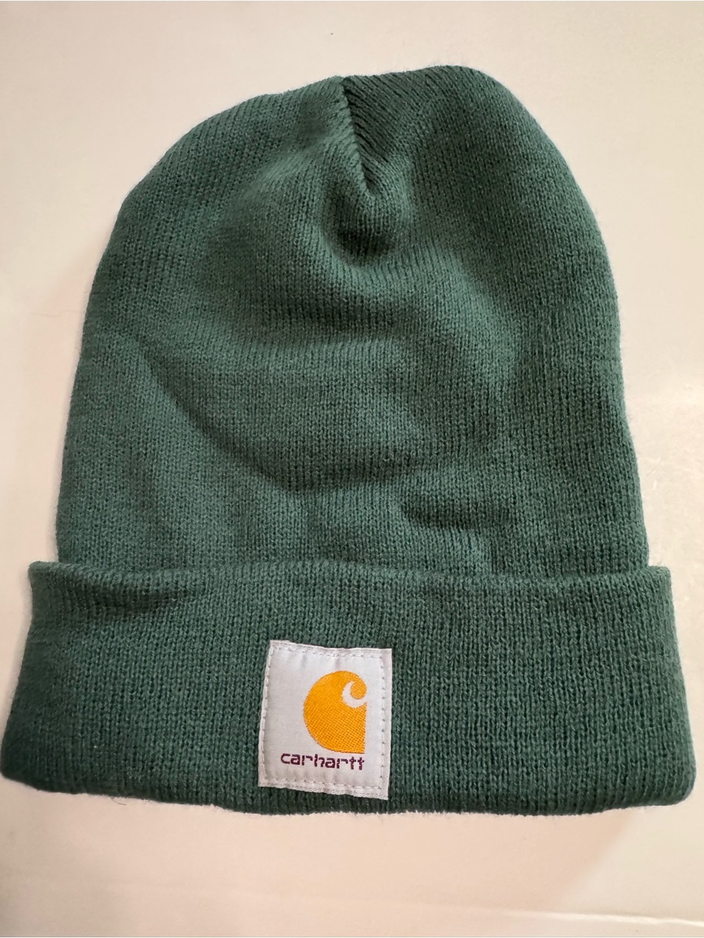 Carhartt Kids Dark Green Knit Cuffed Beanie with Gold Logo